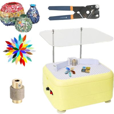 CHIPEL Portable Stained Glass Grinder, Craft Making Kit, Mini Stained Glass Grinder Set for Stained Glass DIY, Mosaic, Ceramics and Crafts(Yellow)
