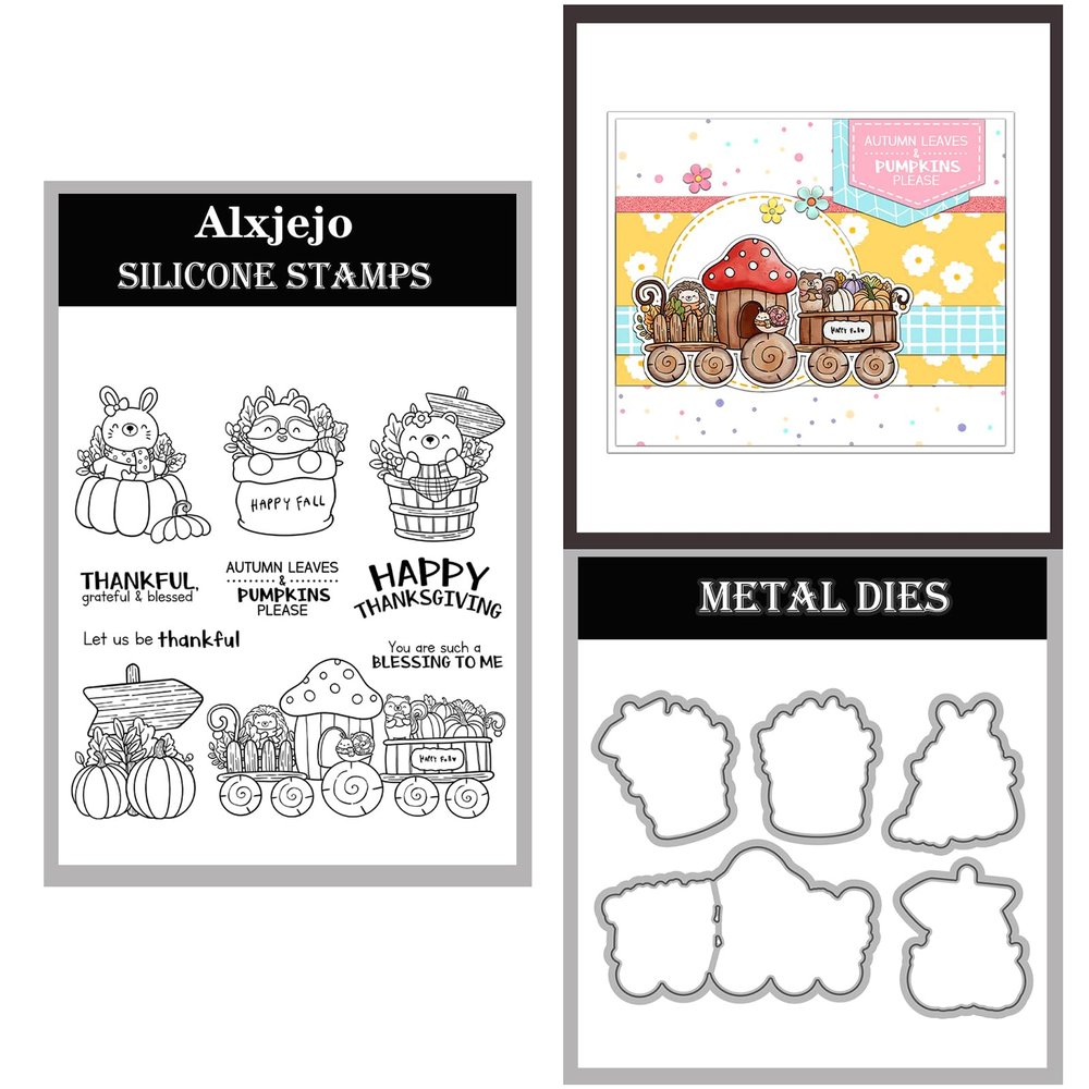 Alxjejo 2025-2026 Stamps and die cuts for Card Making,Metal Dies&Silicone Makeing for DIY Card Birthdays,Valentine's Day Christmas Stamps and Dies for Card Making,Thanksgiving