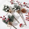 10 PCS 8 in Artificial Christmas Floral Picks, Berry Stem Pine Branch, Pine Branches with Pinecones Holly Leaves for Vase Floral Arrangement Crafts Holiday Christmas Wreath Decor view 4