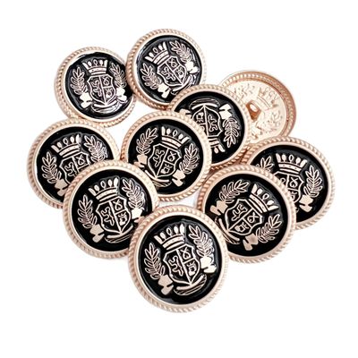PEPPERLONELY 10PC Black/Gold Metal Buttons for Clothing, Jeans, Crafts, Pants, Blazer, Sewing, Jacket, Jewlery Making (Black/Gold, 25mm)