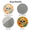 Latch Hook Rug Kit for Adults Skull and FlowersStamped Handmade Round Shape Carpet Crochet Yarn Craft DIY Hook and Latch Door Mat Tapestry for Home Floor Decor 50x50cm(3) view 3