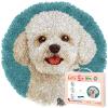 Latch Hook Rug Kit Cute Bichon Frise Dog Stamped Handmade Round Shape Carpet Crochet Yarn Craft DIY Hook and Latch Door Mat Tapestry for Home Floor Decor 50x50cm(5) view 1