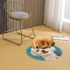 Latch Hook Rug Kit Cute Bichon Frise Dog Stamped Handmade Round Shape Carpet Crochet Yarn Craft DIY Hook and Latch Door Mat Tapestry for Home Floor Decor 50x50cm(5) view 4