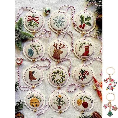Livaprul Handmade Embroidery Christmas Decoration Kit, Christmas Embroidery Kit, Embroidery Kit Christmas Decoration, Adult Beginner Christmas Embroidery Kit (Color)