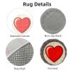 Latch Hook Rug Kit Love Heart-Shape in Red Stamped Handmade Round Shape Carpet Crochet Yarn Craft DIY Hook and Latch Door Mat Tapestry for Home Floor Decor 50x50cm view 3