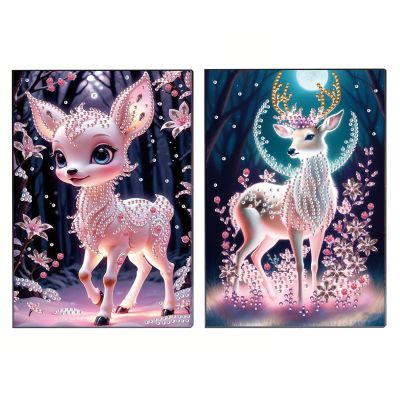 DoxQcs 50 Pages Diamond Art Painting Note Book, Christmas Style Wireless Notebook, Partially Painting Notebook Blank Paper for Office Home Craft Art Use-#16-2PC