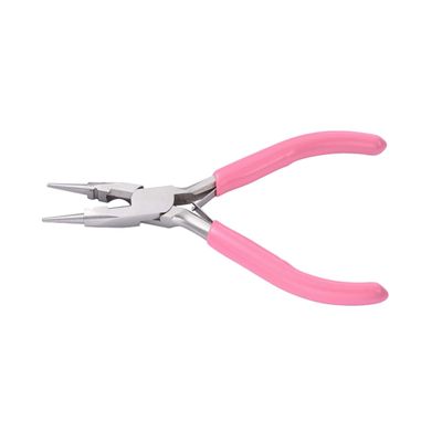 3 in 1 Needle Round Nose, Wire Cutter & Crimping Pink Carbon Steel Jewelry Pliers with Spring Loaded Return