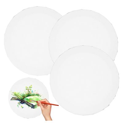 Beatifufu 3pcs Round Oil Painting Frame Canvas Boards DIY Panels Acrylic Painting Frames