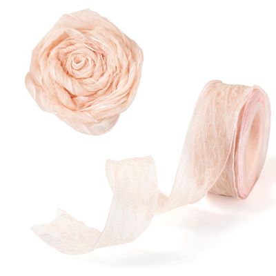Cheriswelry Chiffon Ribbon 1 Inch 10 Yards Ribbon for Crafts Bridal Flower Bouquet Ribbon Gift Wrap Ribbon Sewing Fabric Ribbon Crumpled Ribbon for Birthday Valentines Day Supplies