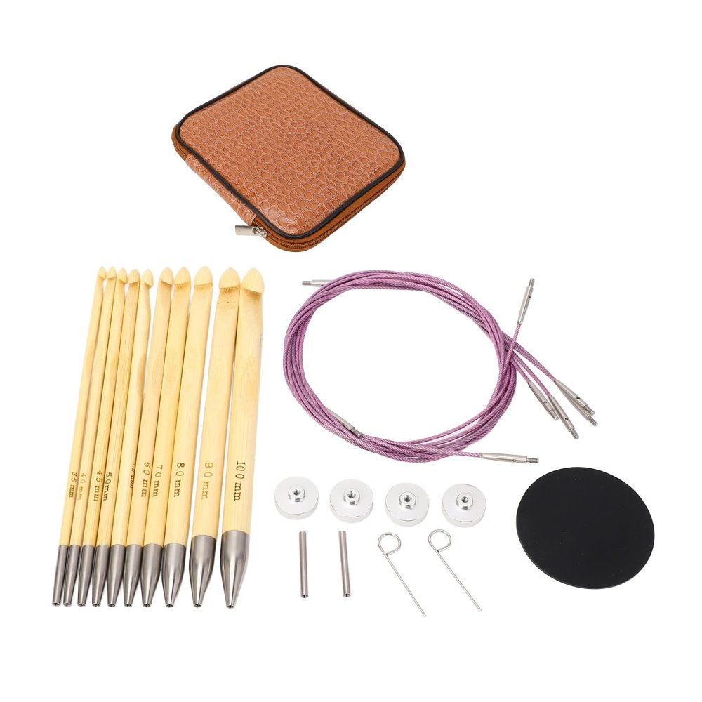 10pcs Crochet Hooks Removable Sweater Needle Bamboo Weaving Tools for Handicraft Lovers