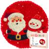 Latch Hook Rug Kit Merry Christmas Santa Claus and Snowman Stamped Handmade Round Shape Carpet Crochet Yarn Craft DIY Hook and Latch Door Mat Tapestry for Christmas Home Floor Decor 20x20inch(1) view 1