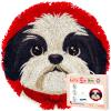 Latch Hook Rug Kit Merry Christmas Shih Tzu Dog Stamped Handmade Round Shape Carpet Crochet Yarn Craft DIY Hook and Latch Door Mat Tapestry for Christmas Home Floor Decor 20x20inch(9) view 1