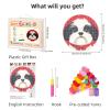 Latch Hook Rug Kit Merry Christmas Shih Tzu Dog Stamped Handmade Round Shape Carpet Crochet Yarn Craft DIY Hook and Latch Door Mat Tapestry for Christmas Home Floor Decor 20x20inch(9) view 2