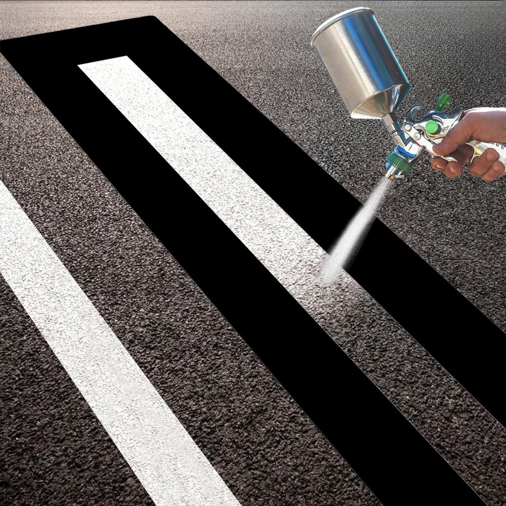 Eunika 4 x 92 Inch Parking Lot Line Stencil, Foldable Pavement Straight Line Stencil Reusable Rubber Parking Template for Painting Parking Lot & Pavement Lines for Asphalt Concrete
