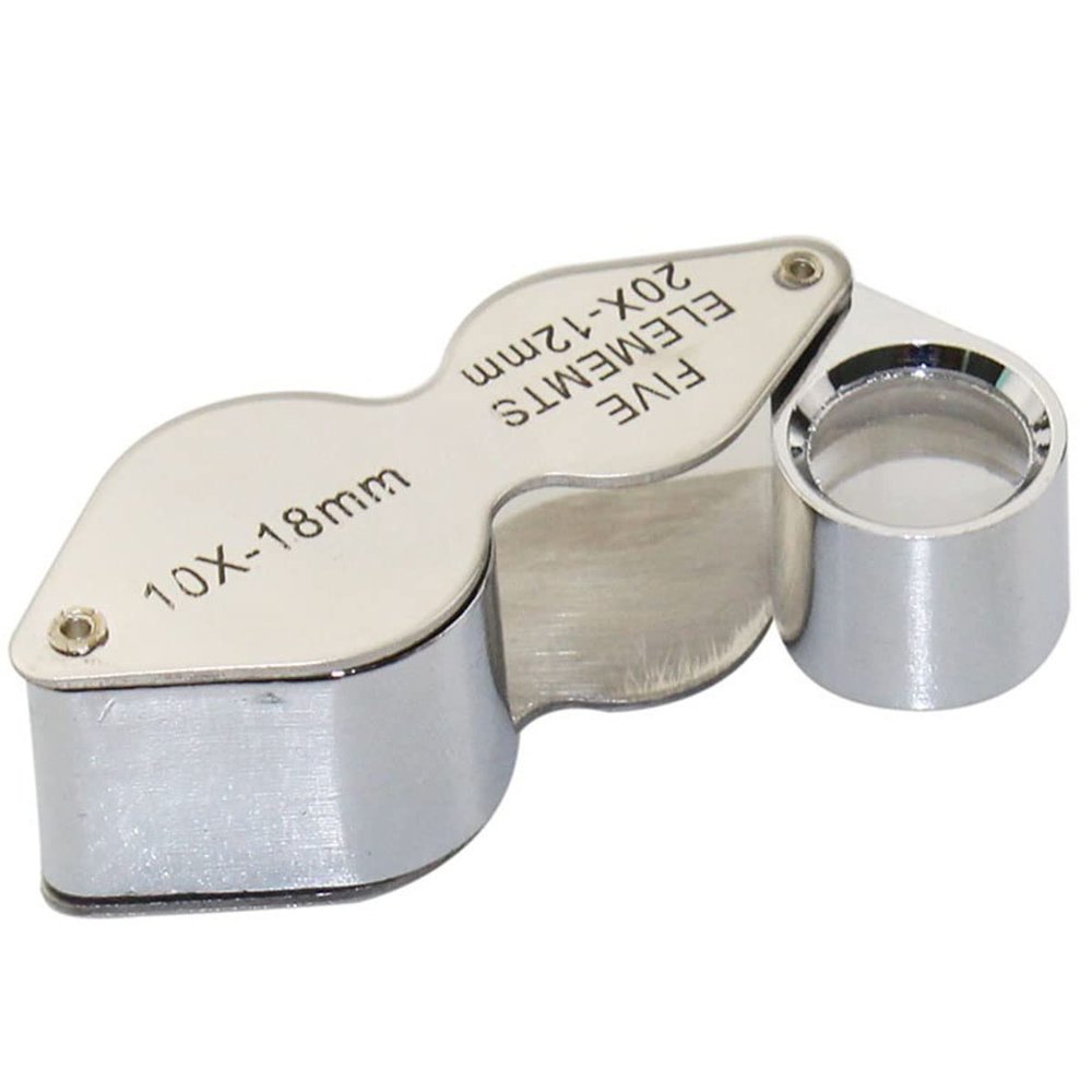 Microscope Observation Foldable Miniature Magnifying Glass 20x 12mm / 10x 18mm Stainless Steel Jeweler's Loupe