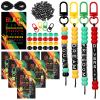 Ferreve 60 Sets Juneteenth Keychain Gifts DIY Making Crafts Kit for Juneteenth Activities African American Party Favors Beadable Keychains Bars with Inspirational Beads June 19th Independence Day view 1