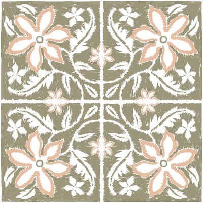 FloorPops Lillium Green Peel and Stick Floor Tiles, Green Floral Removable Vinyl Flooring, Self Adhesive Floor Tiles for Kitchen Bathroom Entryway