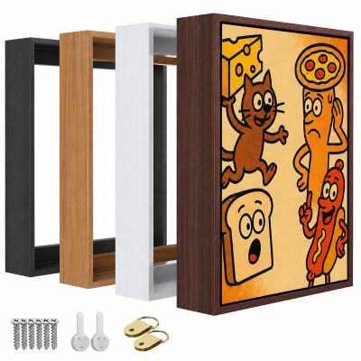 Canvas Floater Frame for 1 to 1.25 Inch Deep Gallery Wrapped Canvas, Modern Wood Grain Textured Floating Frame for Finished Oil Paintings & Wall Art, Durable Lightweight Polyresin, Made in USA (Dark Brown,12 x 28 Inch)