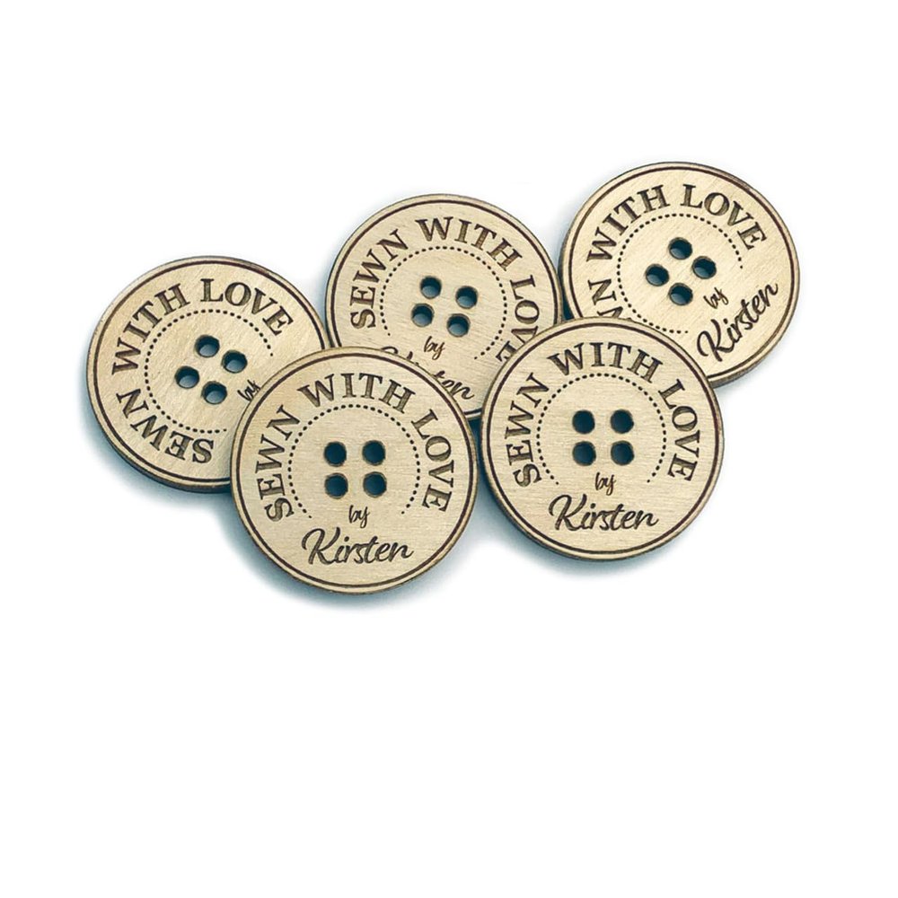 MerryStockings Personalized WoodenTag Buttons (Set of 5) 1.25" Laser-Engraved Wood Buttons Ideal for Bucilla Felt Stockings, Crafts & DIY Projects Made in USA
