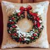 Bcdfgybcaxn Wreath Tapestry Pillow Cover DIY Needlepoint Kit, Christmas, Cross Stitch Cushion Kit, 45x45 cm, Adults Beginners view 1