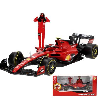 HTLNUZD New 1/24 F1 SF23#55 Pilot Figuaine Doll Alloy Racing for Scuderia Ferari SF23#55 Sainz Adult Diecast Luxury Vehicle Model Collection Gift