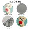 Latch Hook Round Rug Kit Cute Maltese Dog Hold Rose Stamped Handmade Round Shape Carpet Crochet Yarn Craft DIY Hook and Latch Door Mat Tapestry for Christmas Home Floor Decor 20x20in(4) view 3