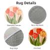 Latch Hook Rug Kit Tulips Flowers Graphic Stamped Handmade Round Shape Carpet Crochet Yarn Craft DIY Hook and Latch Door Mat Tapestry Christmas Home Floor Decor 20x20in-2 view 3