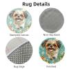 Latch Hook Round Rug Kit Cute Shih Tzu Dog Running in Flowers Stamped Handmade Round Shape Carpet Crochet Yarn Craft DIY Hook and Latch Door Mat Tapestry Christmas Home Floor Decor 50x50cm-20 view 3