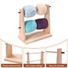 Yarn Ball Holder, Double Layer Yarn Spindle Dispenser, Horizontal Wooden Ribbon Rack for Crocheting & Knitting view 3