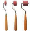 Professional Rubber Brayer Rollers, 3 Sizes (0.39, 0.79, 1.18 Width) Ink Rollers with Wooden Handles - Crafting Tools for Linocut, Block Printing, Art Projects view 1