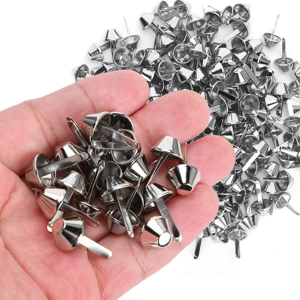 200Pcs Flat Feet Studs, Metal Feet Rivets Mushroom Stud 200Pcs Flat Feet Studs Silver DIY Leather Luggage Bags Handbags Craft Accessories 12mm