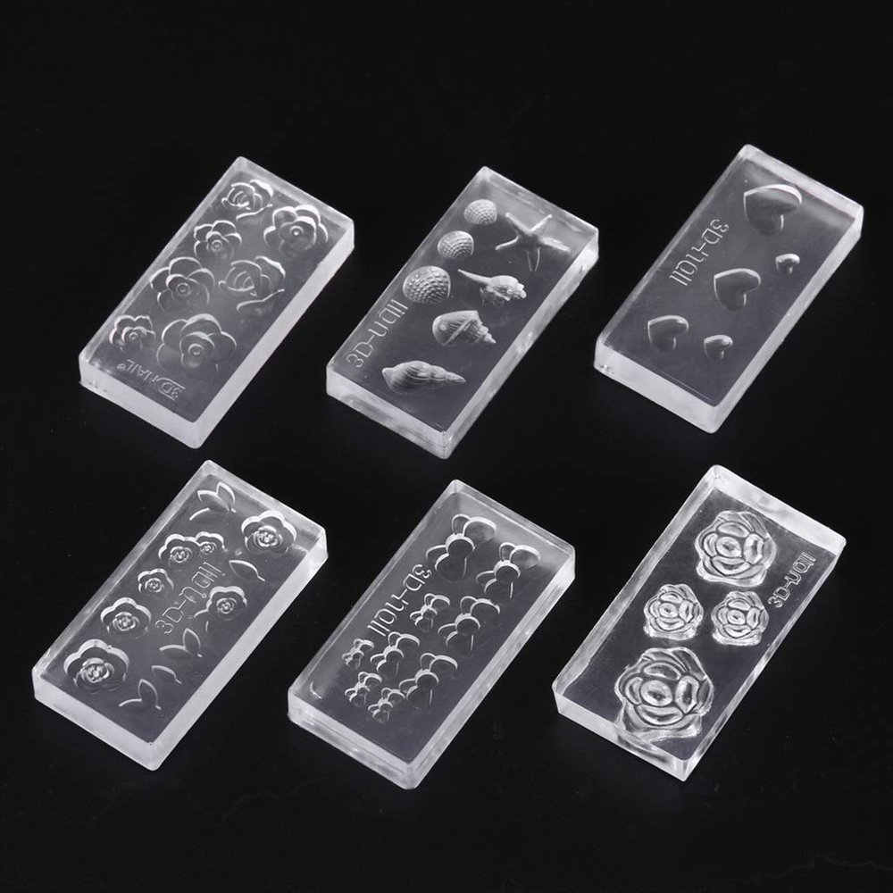 DIIOOMIEEU 6 Pieces/Set 3D Flower Acrylic Silicone Mold for Earrings Art Mould