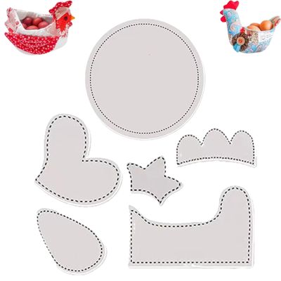Hen Shape Bowl Cozy Template: Chicken Shaped Egg Basket Template Set, 6 Pieces Acrylic Pattern, Easter Basket DIY Quilting, Home Sewing Art (S)