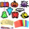 Eersida 32 Pcs Halloween Suncatchers Paper Craft Set DIY Ghost Pumpkin Spider Shaped Stained Glass Tissue Paper Kits Bulk for Window Classroom Activities Art Halloween Party Decorations Favors Gift view 1