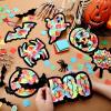 Eersida 32 Pcs Halloween Suncatchers Paper Craft Set DIY Ghost Pumpkin Spider Shaped Stained Glass Tissue Paper Kits Bulk for Window Classroom Activities Art Halloween Party Decorations Favors Gift view 2