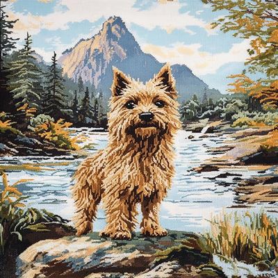 Dog Cross Stitch Kit for Beginners - 11CT Printed Embroidery DIY Set with Fabric,Needle,Thread,Instructions,and Pattern - Relaxing Handcrafted Art Wall Decor 16x20 inches