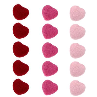 TEHAUX 15pcs Heart Shape Felt Ornaments Brooch Making Material Hairpin Accessories for Valentine Day Decorations Craft Projects