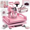 Leomru 5 in 1 Heat Press Machine 15x15 Inch, Heat Press Machine for T Shirts Hat Cap Mug Plate 360 Swing Away, Sublimation Heat Press Heat Transfer Machine W/ 30OZ Tumbler Press Pink view 1