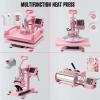 Leomru 5 in 1 Heat Press Machine 15x15 Inch, Heat Press Machine for T Shirts Hat Cap Mug Plate 360 Swing Away, Sublimation Heat Press Heat Transfer Machine W/ 30OZ Tumbler Press Pink view 2