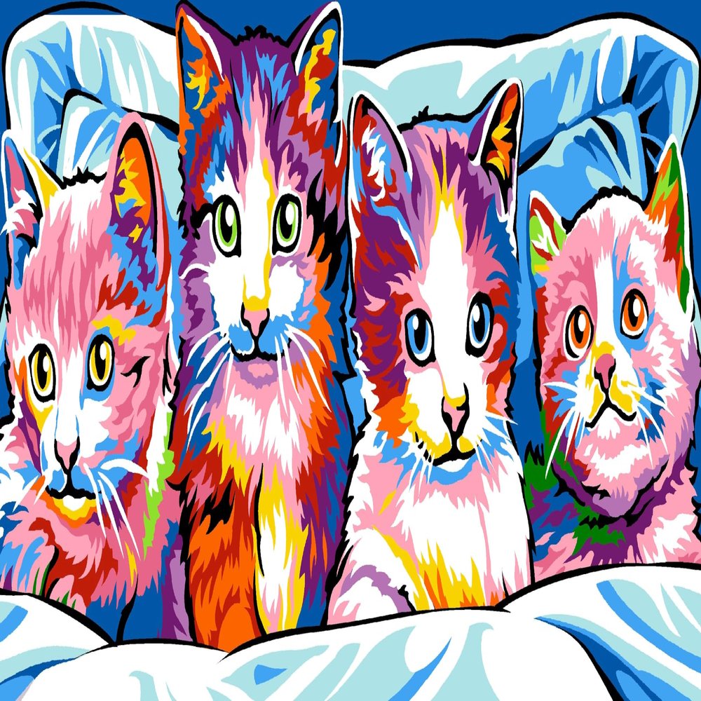 Wizardi Needlepoint Canvas for halfstitch Without Yarn The Cats SE934.01 Seg De Paris