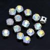 100Pcs 5Mm Round Color Sew On Crystal Glass Rhinestones Silver Cup Claw Montee 4-Hole Button DIY Crafts Clothes Sewing Accessories - (Color: Light Sapphire) view 4