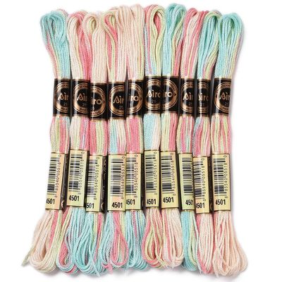 CABODYALS 10 Skeins 87.5 Yards Embroidery Floss Bulk Variegated Thread 6 Strands Colorful Friendship Bracelet String Polyester Cross Stitch Yarn Thread for Sewing Bracelet Making Cross Stitch Crafts