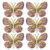 6PCS Alloy Full Rhinestone Butterfly Ornament Patch Flat-Bottomed Handicrafts DIY Accessories Car Air Conditioning Outlet Decorative Clothing Dress Home Decor Embellishment (Pink Purple) view 1