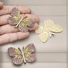 6PCS Alloy Full Rhinestone Butterfly Ornament Patch Flat-Bottomed Handicrafts DIY Accessories Car Air Conditioning Outlet Decorative Clothing Dress Home Decor Embellishment (Pink Purple) view 4