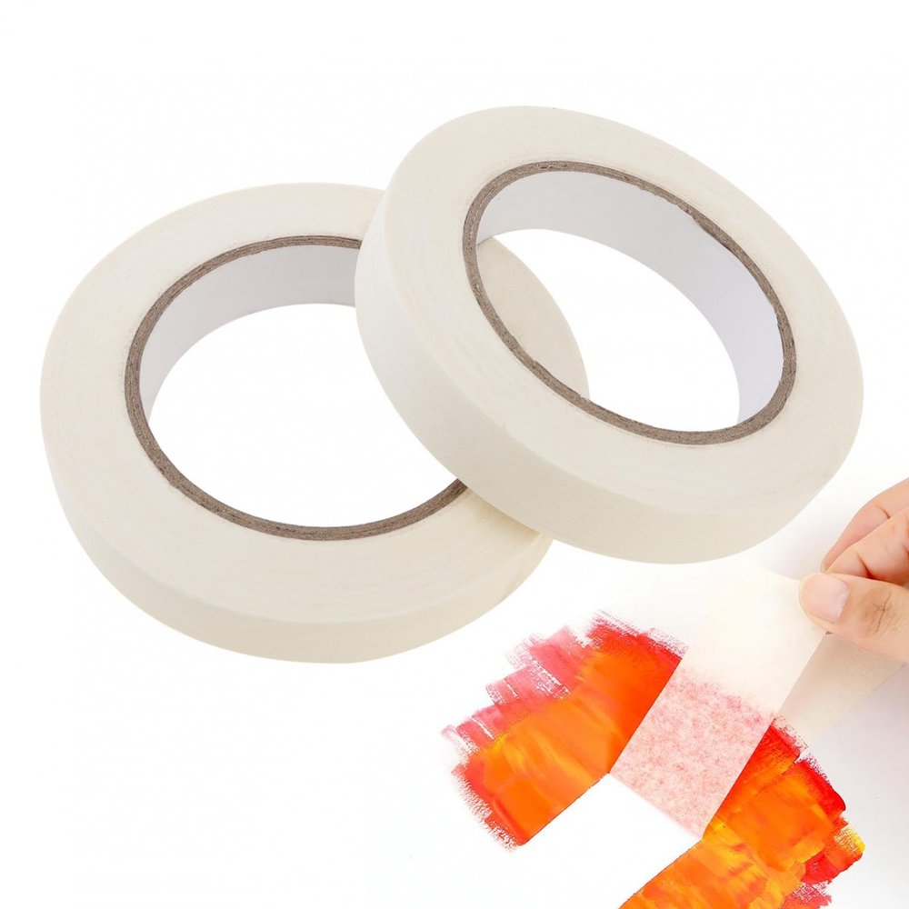 MovFlax 2 Packs White 0.8 inch x 54 yds Artist Tape for Watercolor Paper, Low Tack Masking Drafting Tapefor Painting Canvas Framing (0.8 Inch)