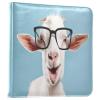 KJIZMO Goat in Glasses Photo Album for Family Wedding Picture Anniversary 3-Ring DIY Picture Book Leather Cover Photo Album Self-Stick Scrapbook view 1