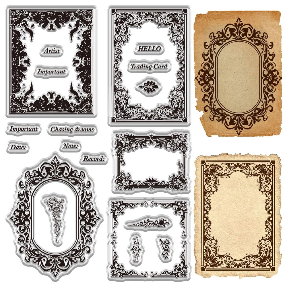 CRASPIRE Frame Clear Stamps Silicone Stamp 6.3x4.3inch Transparent Rubber Stamp Seal Paper Stamps for DIY Scrapbooking Card Making Paper Crafting Photo Albums Holiday Cards Important Chasing Dream