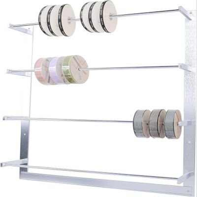 JYDQMOLS Ribbon Organizer Rack Craft Room Ribbon Rack Sewing Tool Wall Mounted Large Thread Holder Space Saving Wire Spool Rack Thread Holder Ribbons Roll Storage Rack