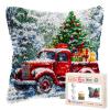 DIY Latch Hook Pillow Kits Red Truck with Christmas Tree Printed Pillowcase Crochet Yarns Hooking Handmade Pillow Cover Cushion for Home Sofa Decoration 17x17inch-2 view 1