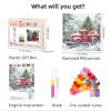 DIY Latch Hook Pillow Kits Red Truck with Christmas Tree Printed Pillowcase Crochet Yarns Hooking Handmade Pillow Cover Cushion for Home Sofa Decoration 17x17inch-2 view 2
